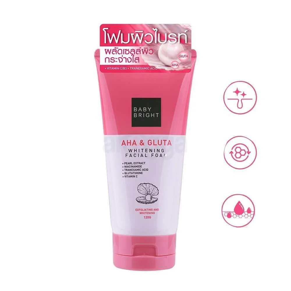 Baby Bright AHA & Gluta Whitening Facial Foam 120gm